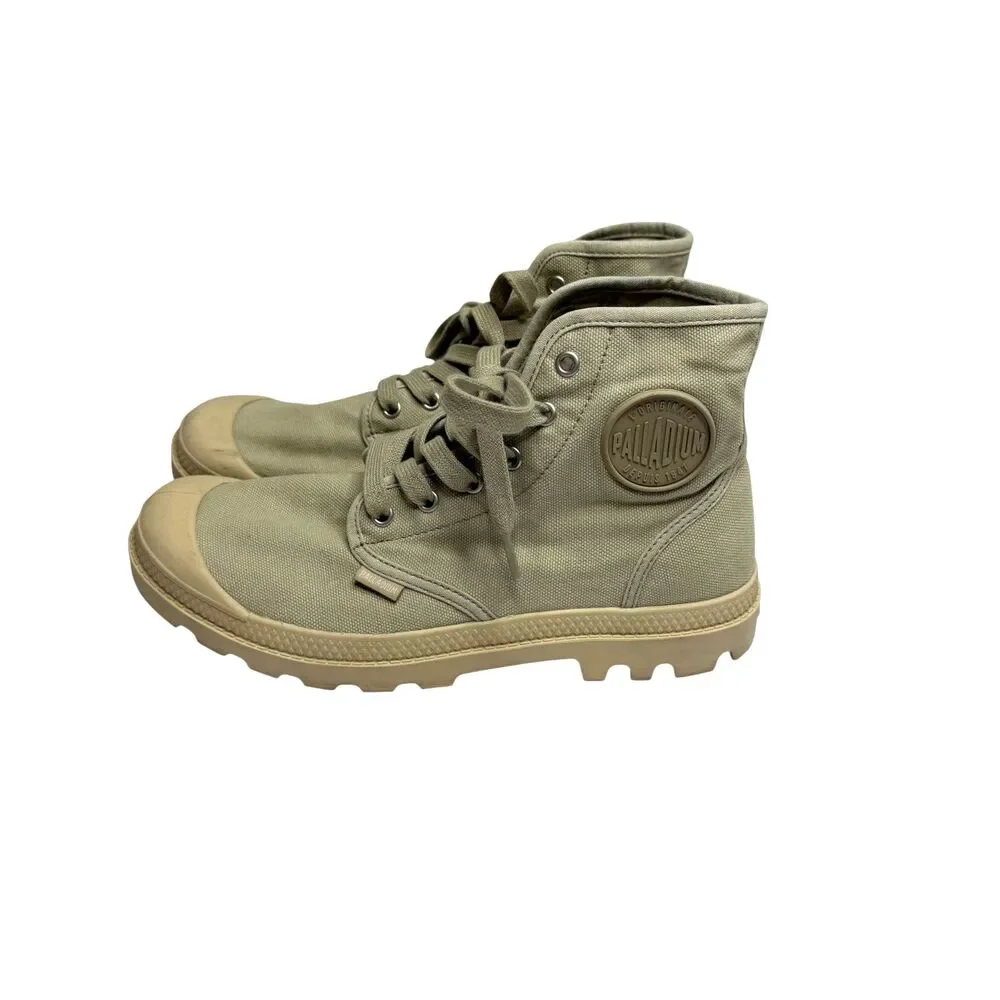 Palladium Depuis 1947 High Top Sneakers Canvas Rubber Toe Cap Tan Men 8.5